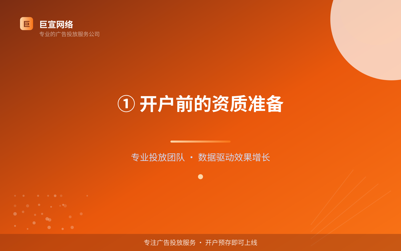 ① 开户前的资质准备(效果数据维度) ① 开户前的资质准备(效果数据维度)